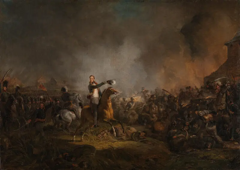 The Prince of Orange at Quatre Bras, 16 June 1815 Wall Art by Jan Willem Pieneman - High-Resolution Digital Print