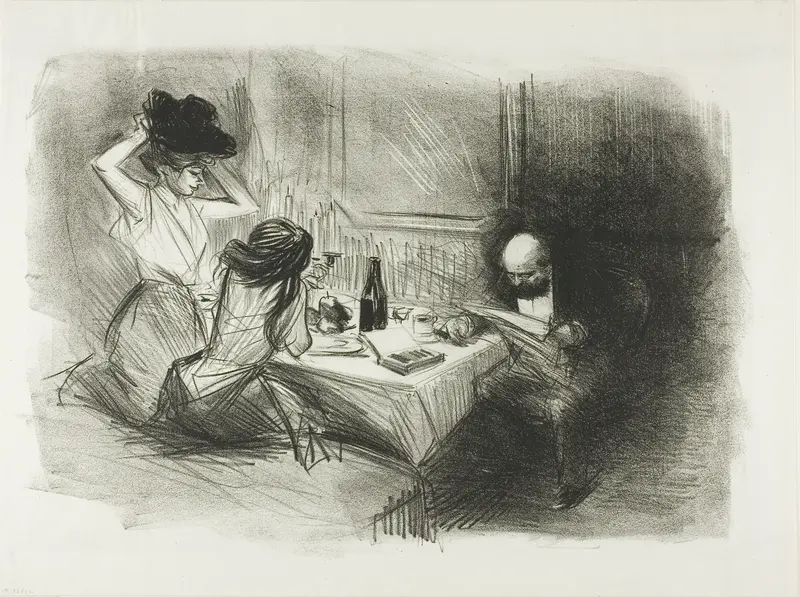 The Private Dining Room, Fifth Plate Wall Art by Jean Louis Forain - High-Resolution Digital Print