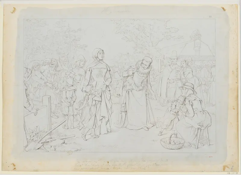 The Procession, from Nathaniel Hawthorne's "The Scarlet Letter" Wall Art by Felix Octavius Carr Darley - High-Resolution Digital Print