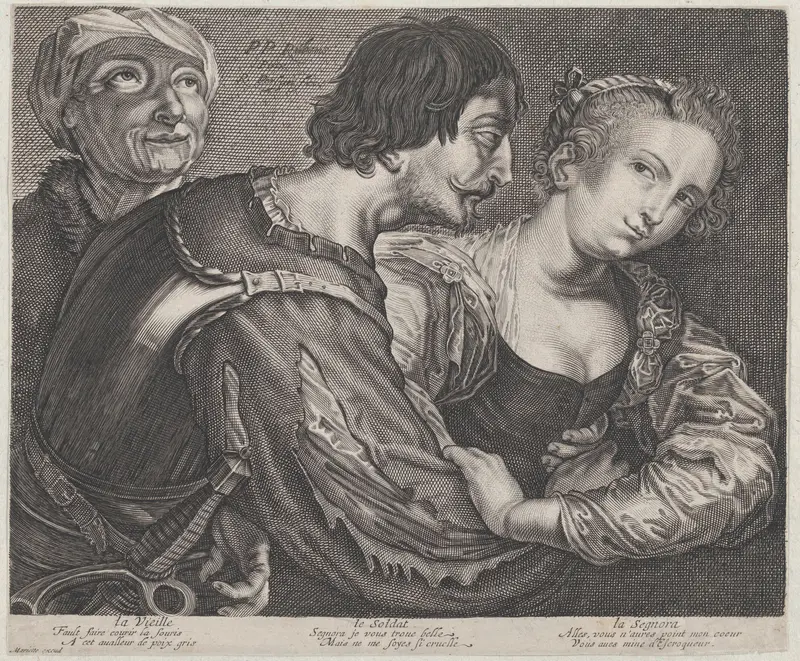 The procuress: an old woman, a soldier, and a woman Wall Art by Renier Persyn - High-Resolution Digital Print