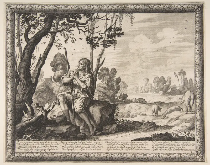 The Prodigal Son Guarding Pigs Wall Art by Abraham Bosse - High-Resolution Digital Print
