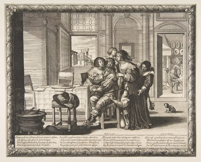 The Prodigal Son in a House of Ill Repute (L'Enfant prodigue dans une maison de débauche, version couvert) Wall Art by Abraham Bosse - High-Resolution Digital Print
