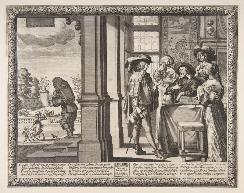 The Prodigal Son Leaves Home, plate 1 from "The Prodigal Son" (Histoire de l'Enfant Prodigue) Wall Art by Abraham Bosse - High-Resolution Digital Print