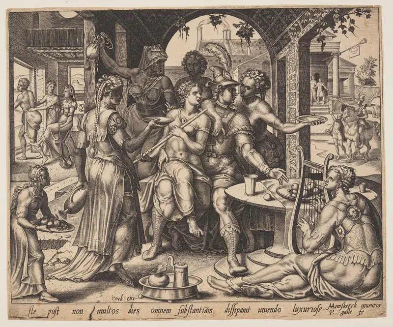 The Prodigal Son Squandering his Inheritance on Harlots, from The Parable of the Prodigal Son
