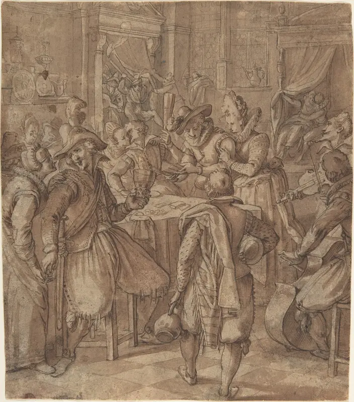 The Prodigal Son Squanders his Fortune with Prostitutes Wall Art by Augustin Braun - High-Resolution Digital Print
