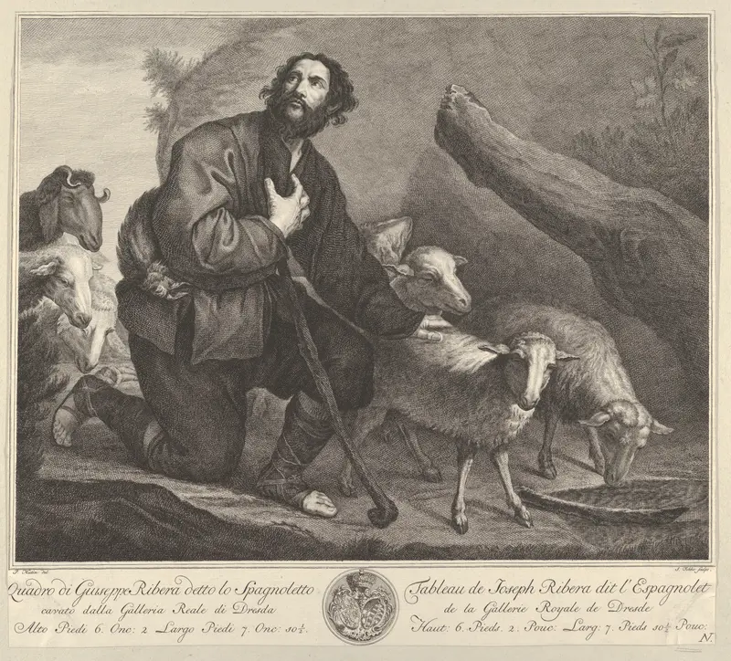 The Prodigal Son Tending Sheep, from "Recueil d'estampes d'après les plus célèbres tableaux de la Galerie Royale de Dresde" Wall Art by Simon Fokke - High-Resolution Digital Print