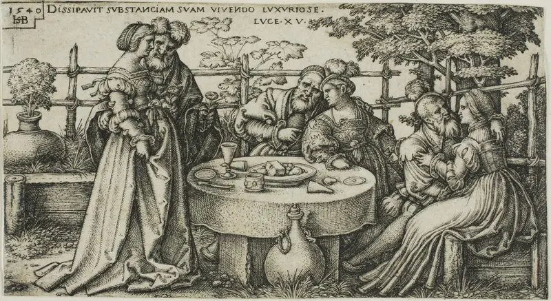 The Prodigal Son Wasting his Fortune, plate two from The History of the Prodigal Son