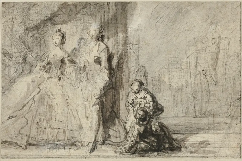 The Promenade on the Boulevard Wall Art by Gabriel Jacques de Saint-Aubin - High-Resolution Digital Print