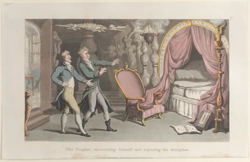 The Prophet discovering himself and exposing the deception, from "Journal of Sentimental Travels in the Southern Provinces of France, Shortly Before the Revolution" Wall Art by Thomas Rowlandson - High-Resolution Digital Print