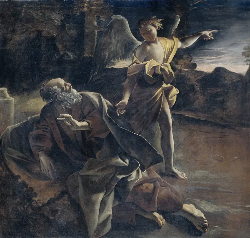 The Prophet Elijah Awakened in the Desert by an Angel Wall Art by Giovanni Lanfranco - High-Resolution Digital Print
