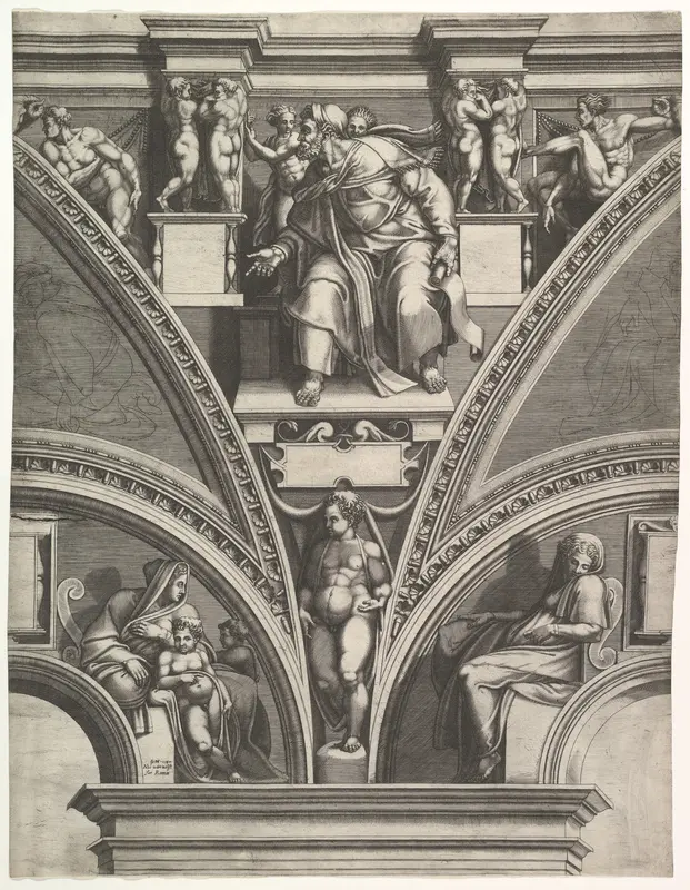 The Prophet Ezekiel; from the series of Prophets and Sibyls in the Sistine Chapel Wall Art by Giorgio Ghisi - High-Resolution Digital Print
