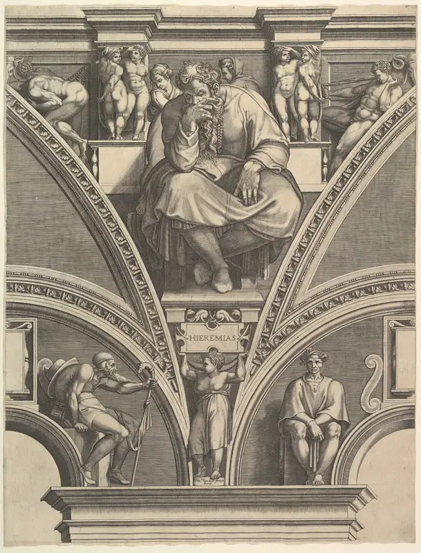 The Prophet Jeremiah, from "Prophets and Sibyls in the Sistine Chapel" Wall Art by Giorgio Ghisi - High-Resolution Digital Print