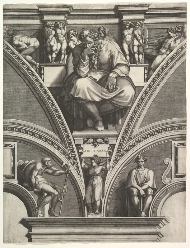 The Prophet Jeremiah, from the series of Prophets and Sibyls in the Sistine Chapel Wall Art by Giorgio Ghisi - High-Resolution Digital Print