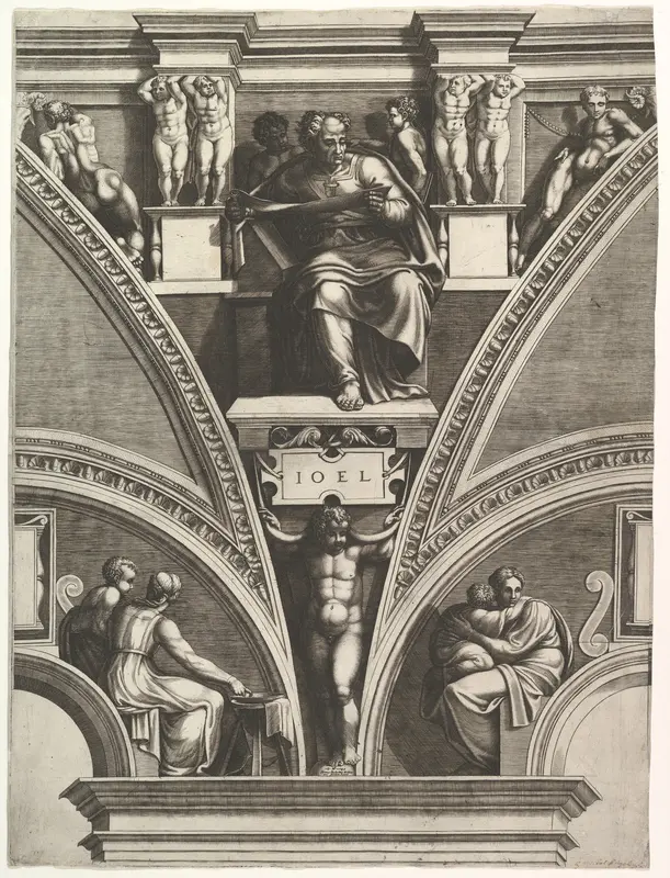 The Prophet Joel; from the series of Prophets and Sibyls in the Sistine Chapel Wall Art by Giorgio Ghisi - High-Resolution Digital Print
