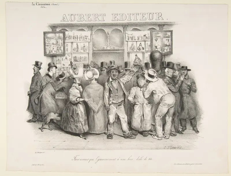The Publisher Aubert (You must admit the government has a comic appearance) Wall Art by Charles-Joseph Traviès - High-Resolution Digital Print