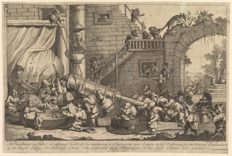 The Punishment Inflicted on Lemuel Gulliver Wall Art by William Hogarth - High-Resolution Digital Print
