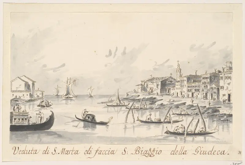 The Punta di Santa Marta, Opposite the Giudecca Wall Art by Giacomo Guardi - High-Resolution Digital Print