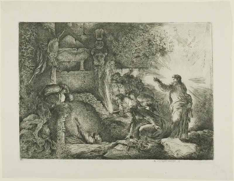 The Raising of Lazarus Wall Art by Giovanni Benedetto Castiglione - High-Resolution Digital Print