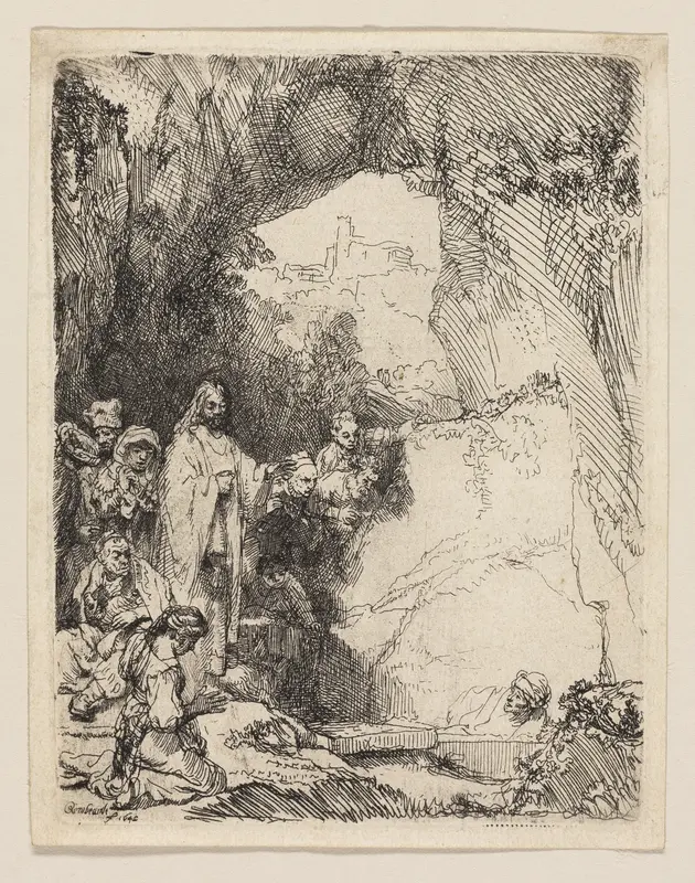 The Raising of Lazarus: Small Plate Wall Art by Rembrandt van Rijn - High-Resolution Digital Print