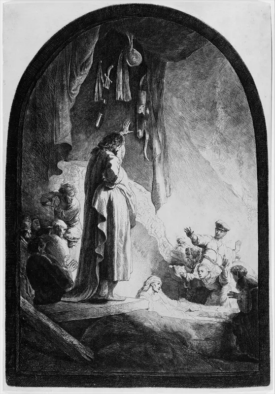 The Raising of Lazarus: The Larger Plate Wall Art by Rembrandt (Rembrandt van Rijn) - High-Resolution Digital Print