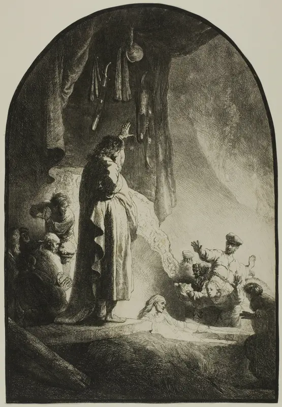 The Raising of Lazarus: The Larger Plate Wall Art by Rembrandt van Rijn - High-Resolution Digital Print