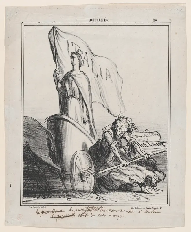 The reactionary press, trying in vain to jam the wheels, from 'News of the day,' published in "Le Charivari" Wall Art by Honoré Daumier - High-Resolution Digital Print