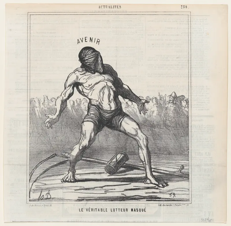 The real masked fighter, from 'News of the day,' published in "Le Charivari" Wall Art by Honoré Daumier - High-Resolution Digital Print