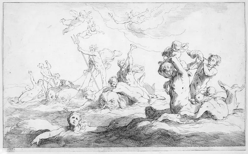 The Realm of Neptune, from "Drawing Book" Wall Art by Frederick Bloemaert - High-Resolution Digital Print