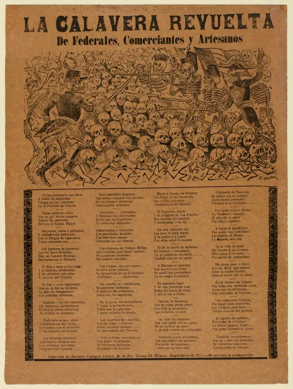 The Rebel Calavera of the Federal Army, Merchants, and Artisans Wall Art by José Guadalupe Posada - High-Resolution Digital Print