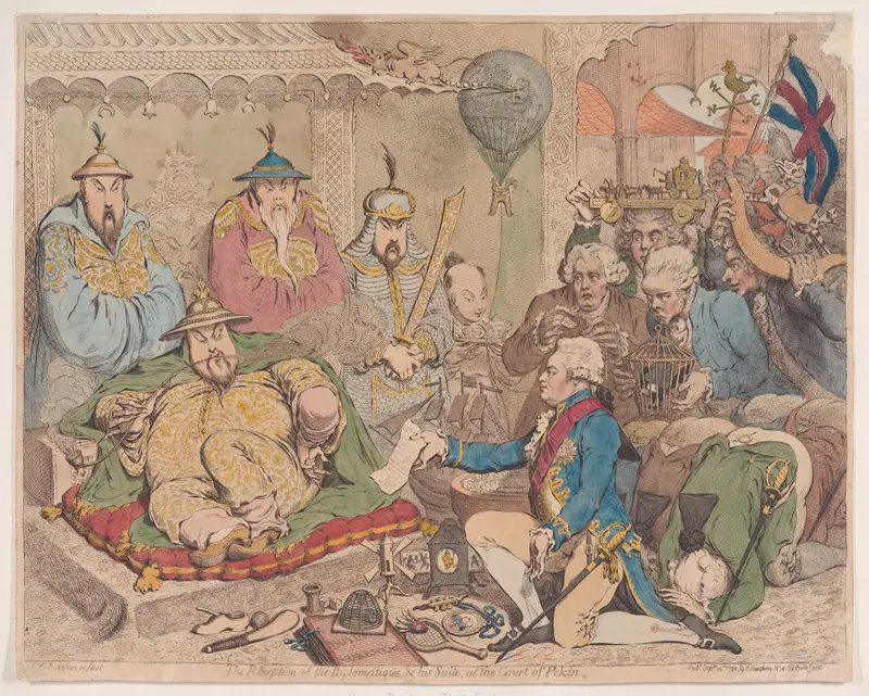 The Reception of the Diplomatique and his Suite at the Court of Pekin Wall Art by James Gillray - High-Resolution Digital Print