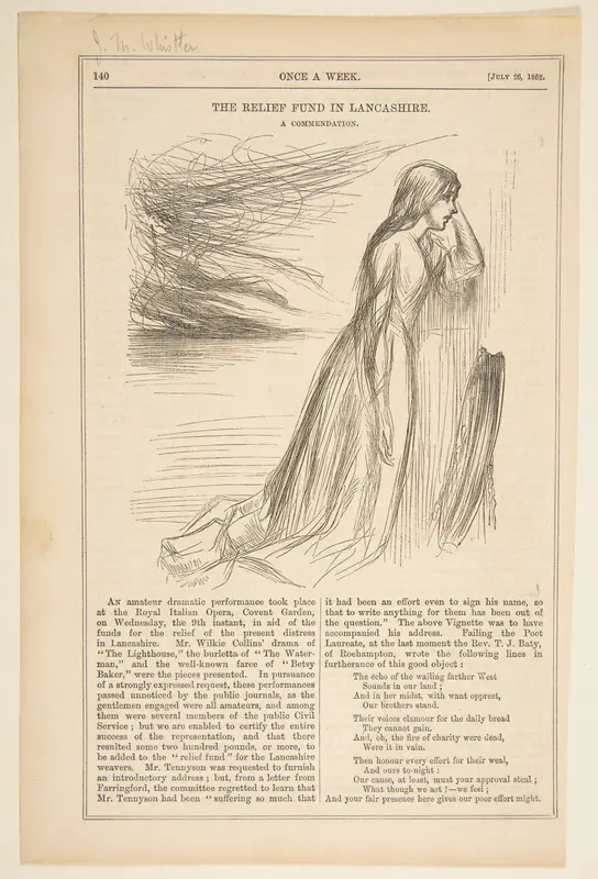 The Relief Fund in Lancashire (from "Once a Week," July 26, 1862) Wall Art by James McNeill Whistler - High-Resolution Digital Print