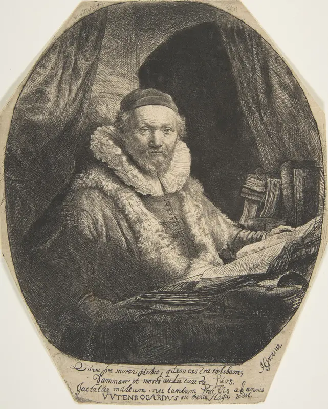 The Remonstrant Preacher Johannes Uytenbogaert Wall Art by Rembrandt (Rembrandt van Rijn) - High-Resolution Digital Print