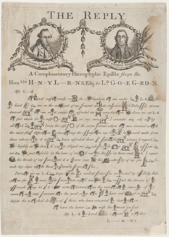 The Reply: A Complimentory [sic] Hieroglyphic Epistle from the Honorable Henry Laurens to Lord George Gordon Wall Art by Henry Laurens - High-Resolution Digital Print