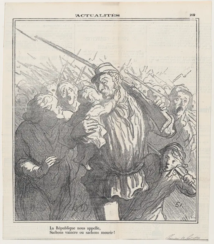 The Republic calls us! Let us be victorious or die, from 'News of the day,' published in Le Charivari, September 20, 1870 Wall Art by Honoré Daumier - High-Resolution Digital Print