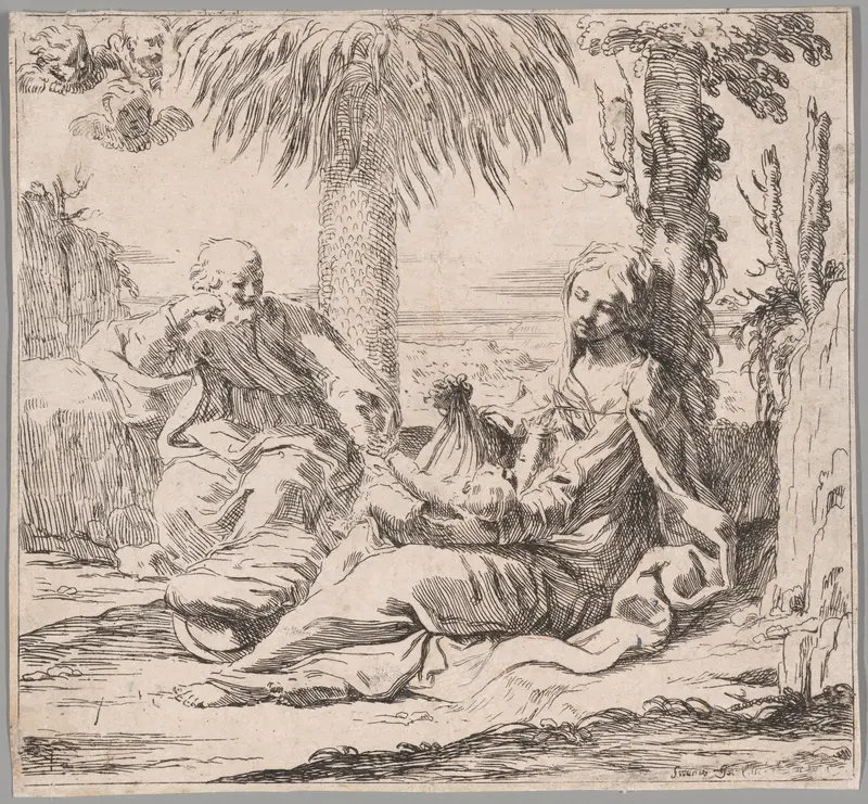 The Rest on the Flight into Egypt Wall Art by Elisabetta Sirani - High-Resolution Digital Print