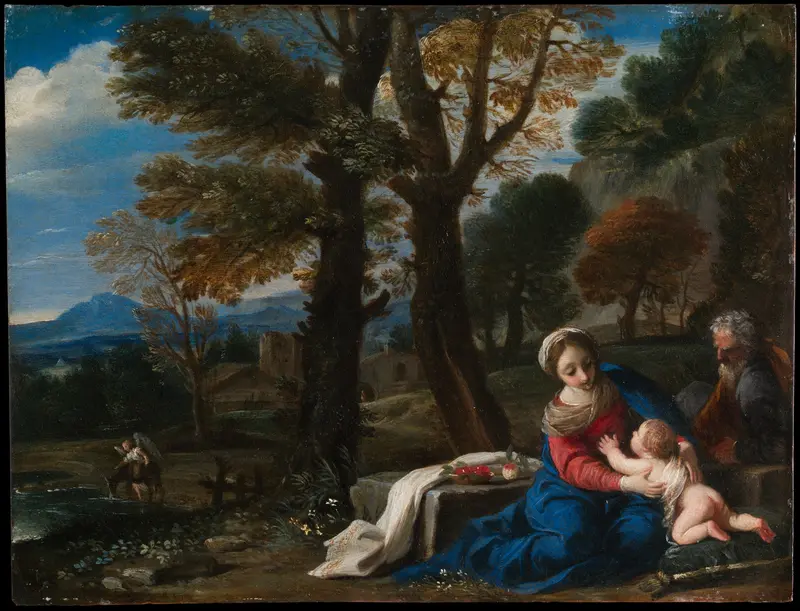 The Rest on the Flight into Egypt Wall Art by Pier Francesco Mola - High-Resolution Digital Print