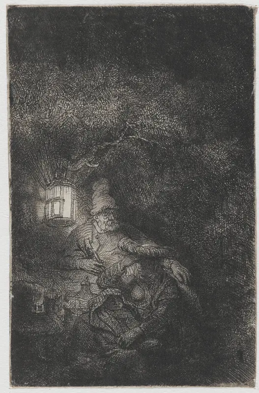 The rest on the flight into Egypt: a night piece Wall Art by Rembrandt van Rijn - High-Resolution Digital Print