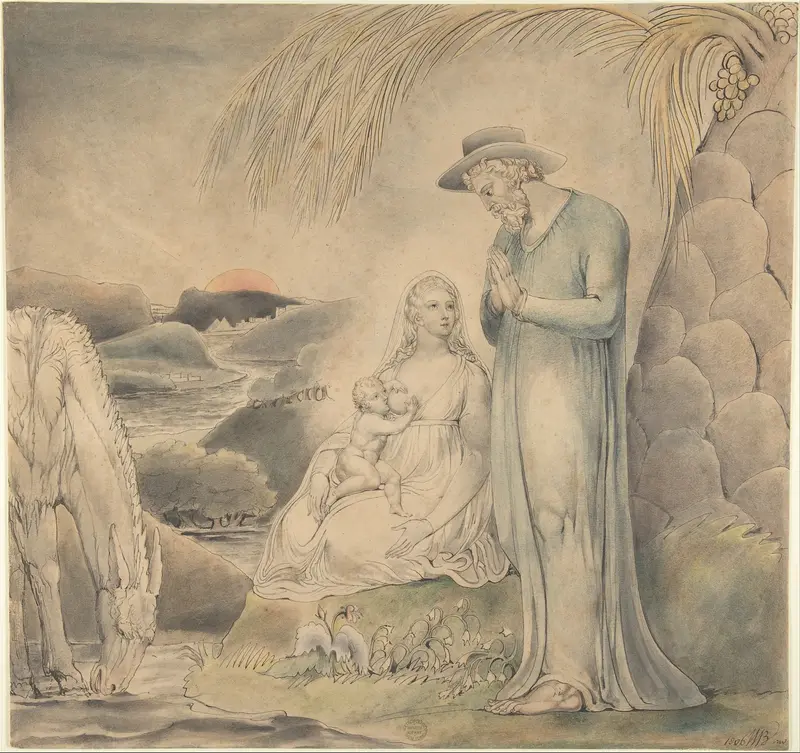 The Rest on the Flight into Egypt (The Repose of the Holy Family in Egypt) Wall Art by William Blake - High-Resolution Digital Print
