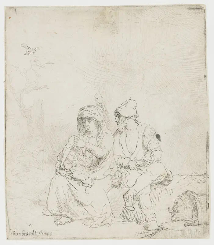 The rest on the flight to Egypt: lightly etched Wall Art by Unknown - High-Resolution Digital Print