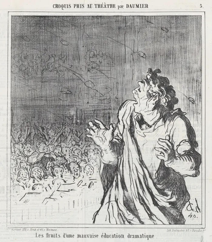 The results of bad dramatic timing, from 'Theater sketches,' published in Le Charivari, 1864 Wall Art by Honoré Daumier - High-Resolution Digital Print