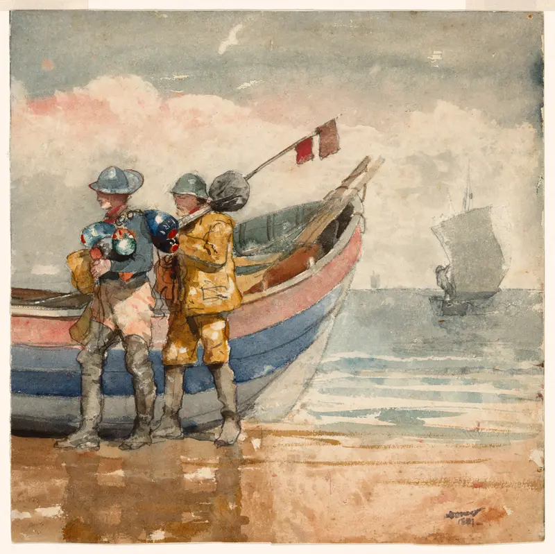 The Return, Tynemouth (recto) Study (verso) Wall Art by Winslow Homer - High-Resolution Digital Print