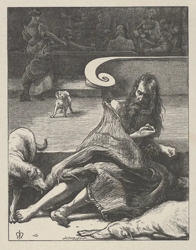 The Rich Man and Lazarus (The Parables of Our Lord and Saviour Jesus Christ) Wall Art by Sir John Everett Millais - High-Resolution Digital Print