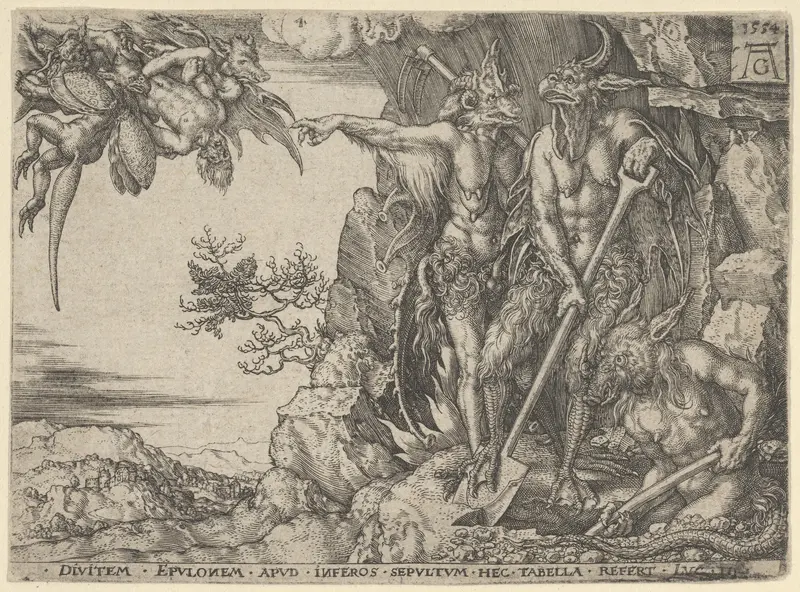 The Rich Man Transported to Hell, from The Parable of the Rich Man and Lazarus, from "The Parable of the Rich Man and Lazarus" Wall Art by Heinrich Aldegrever - High-Resolution Digital Print