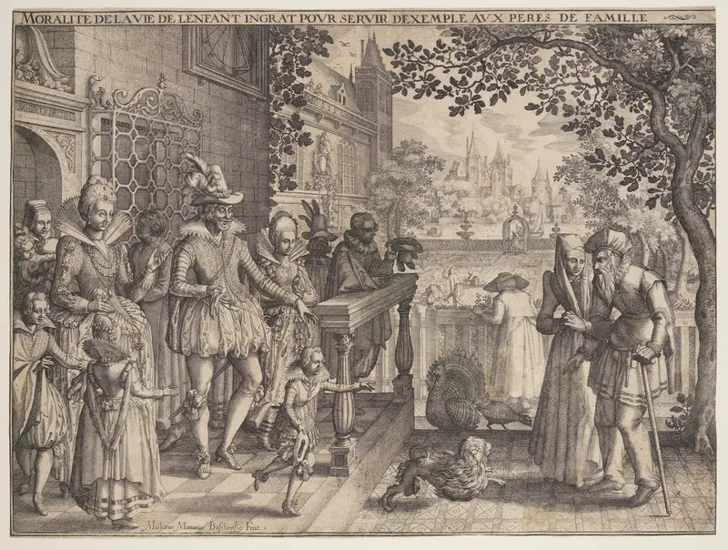 The Rich Son Refusing to Help his Poor Parents Wall Art by Mätthaus Merian, the younger - High-Resolution Digital Print