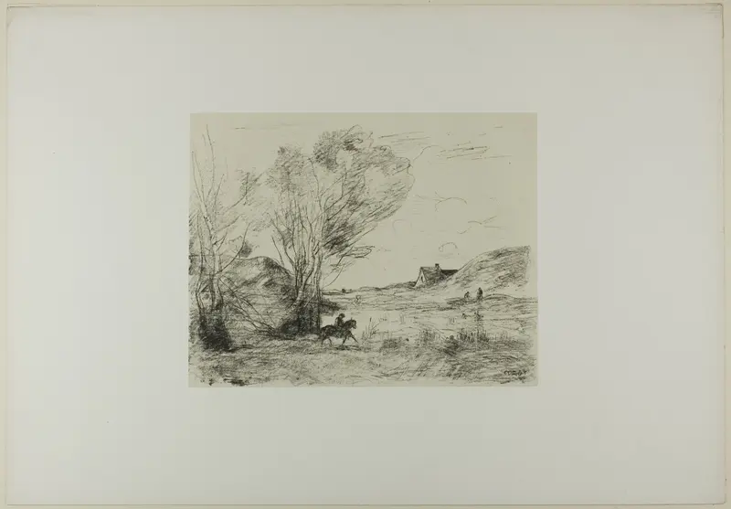 The Rider in the Reeds Wall Art by Jean Baptiste Camille Corot - High-Resolution Digital Print
