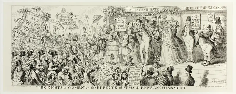 "The Rights of Women" or the Effects of Female Enfranchisement from George Cruikshank's Steel Etchings to The Comic Almanacks: 1835-1853 Wall Art by George Cruikshank - High-Resolution Digital Print