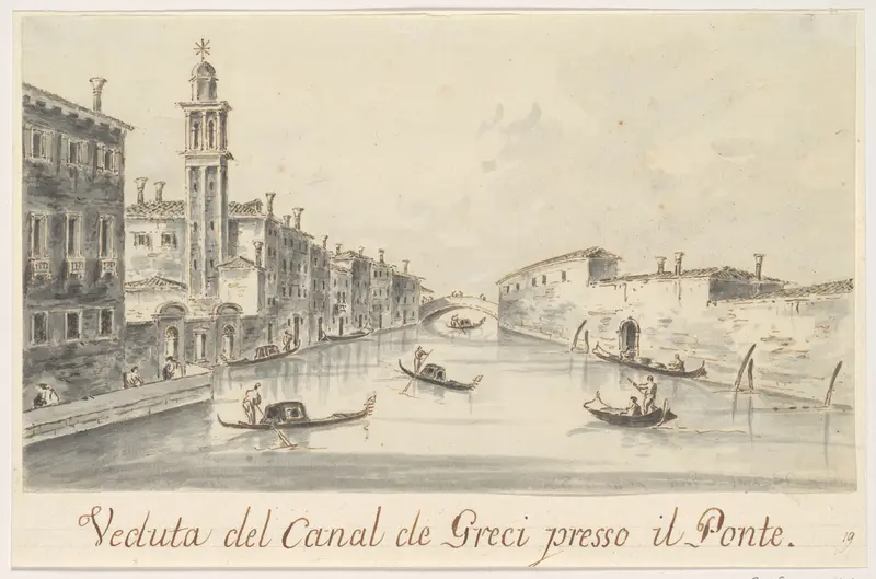 The Rio dei Greci, with the Ponte della Pieta in the Distance Wall Art by Giacomo Guardi - High-Resolution Digital Print