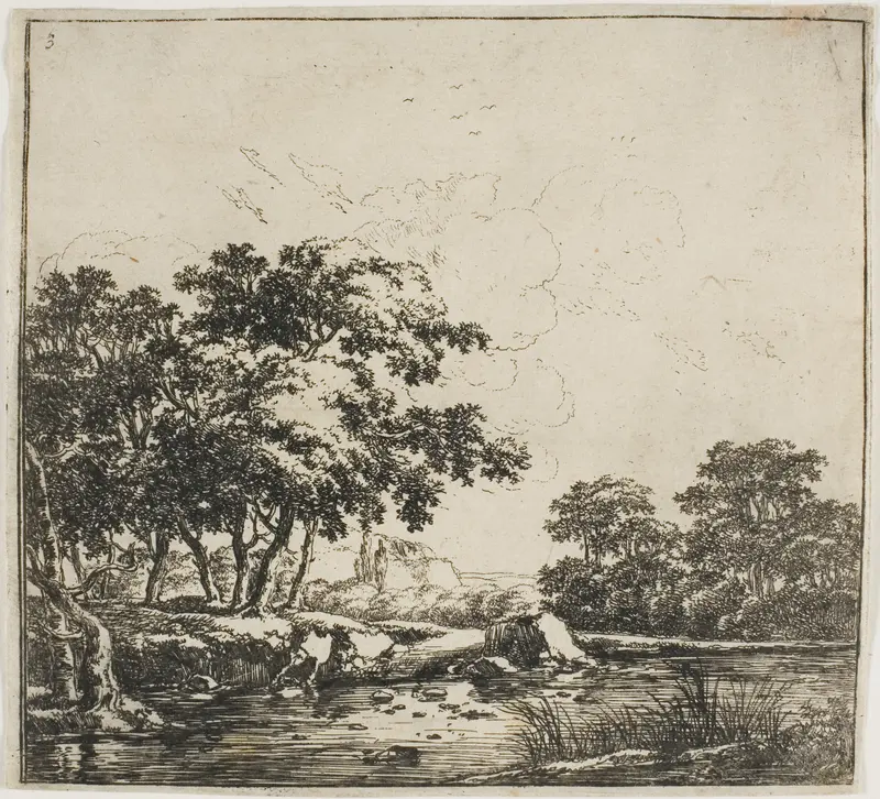 The River in the Forest, plate three from Set of Landscapes Wall Art by Herman Naijwincx - High-Resolution Digital Print