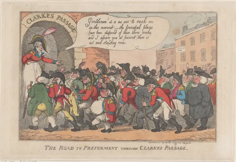 The Road to Preferment Through Clarke's Passage Wall Art by Thomas Rowlandson - High-Resolution Digital Print
