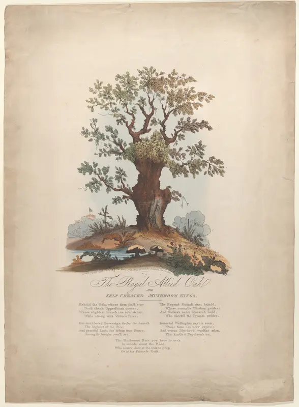 The Royal Allied Oak and Self-Created Mushroom Kings Wall Art by William Heath ('Paul Pry') - High-Resolution Digital Print